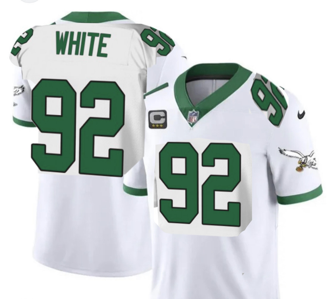 2023 Men NFL Philadelphia Eagles 92 White white alternate Jersey